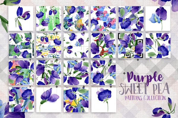 Purple Pea Flowers Digital