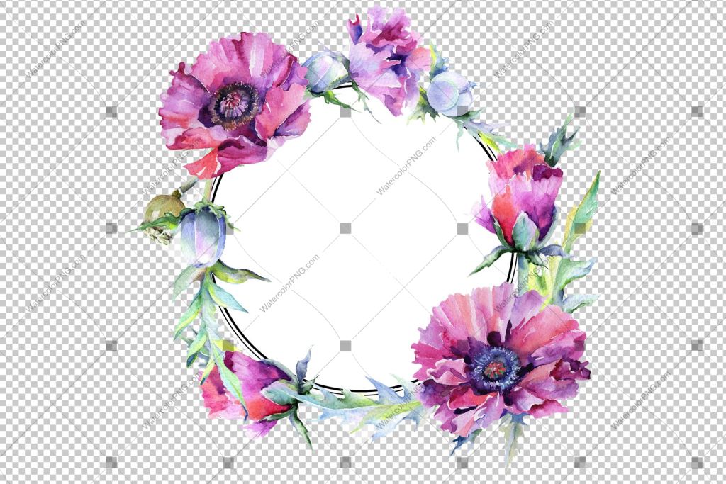 Purple Rose Wreath Frame Flowers Watercolor Png Design