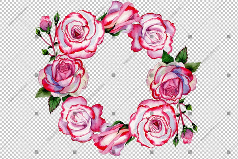 Red Rose Wreath Frame Flowers Watercolor Png Design