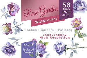 Rose Garden Png Watercolor Set Digital