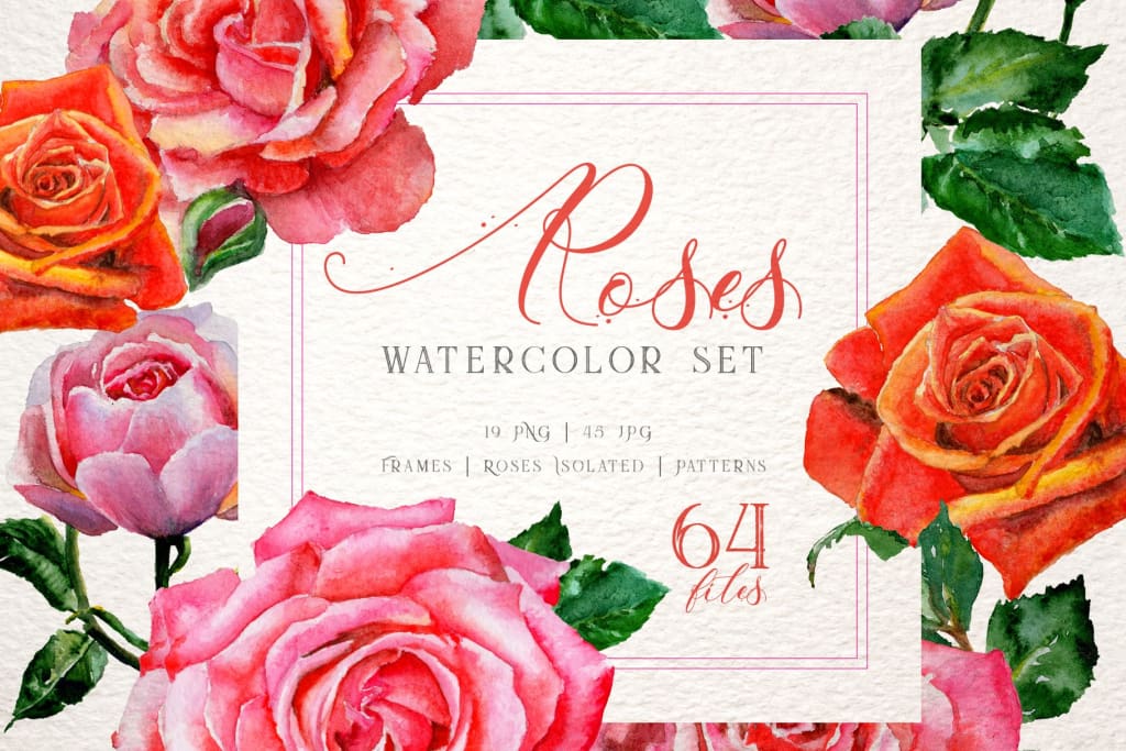 Roses Reds Watercolor png Digital