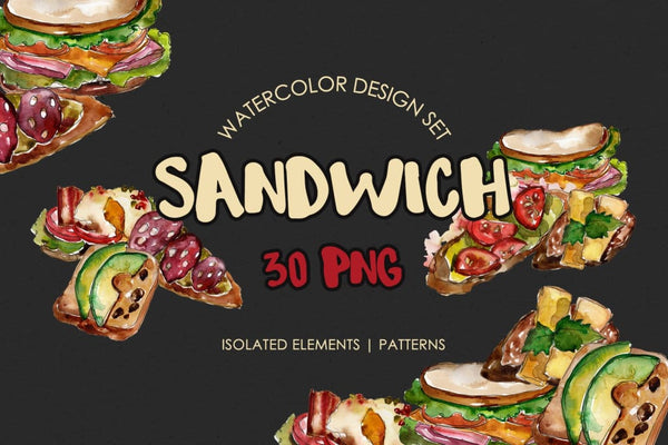 Sandwich Croc-Monsieur Watercolor png Digital