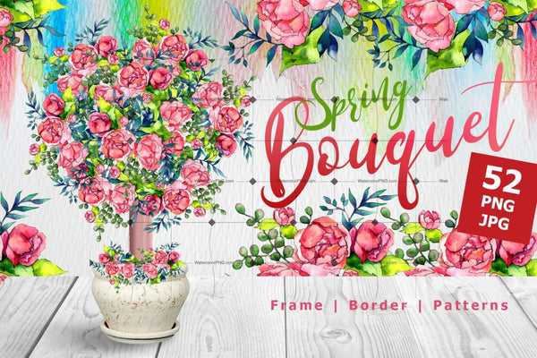 Spring Bouquet Png Watercolor Set Digital