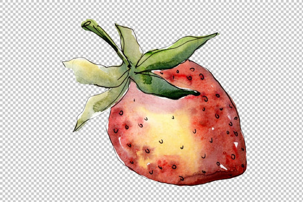 Strawberry Gigantella watercolor png Flower