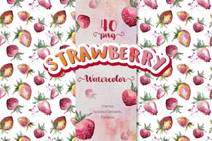 Strawberry Watercolor png Digital