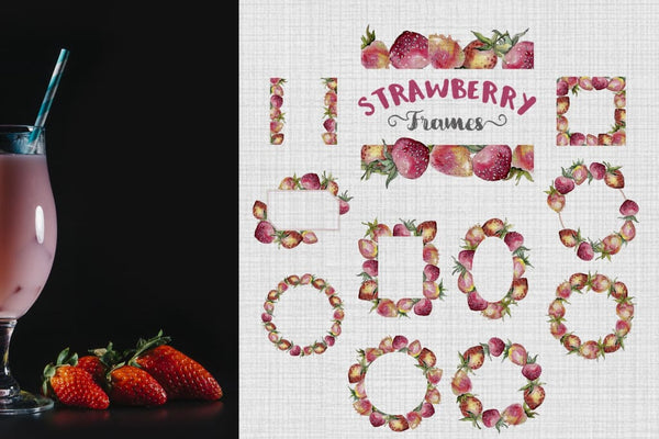 Strawberry Watercolor png Digital