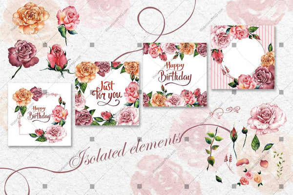 Stunning Roses Png Watercolor Set Digital