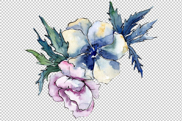 Stylish bouquet of flowers Cleopatra watercolor PNG Flower