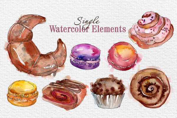 Tasty buns Watercolor png Digital
