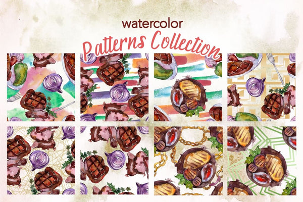 Tasty Meat Steak Watercolor png Digital