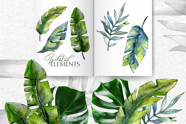 Tropical forest Watercolor png Digital