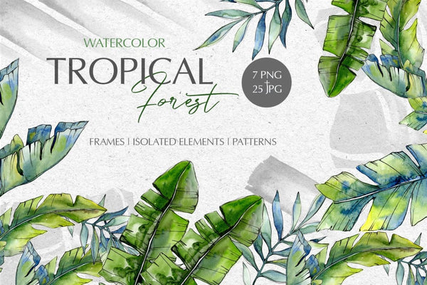 Tropical forest Watercolor png Digital