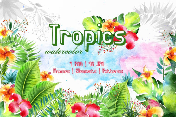 Tropics Watercolor png Digital