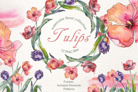 Tulips Flavor of Love watercolor png Digital