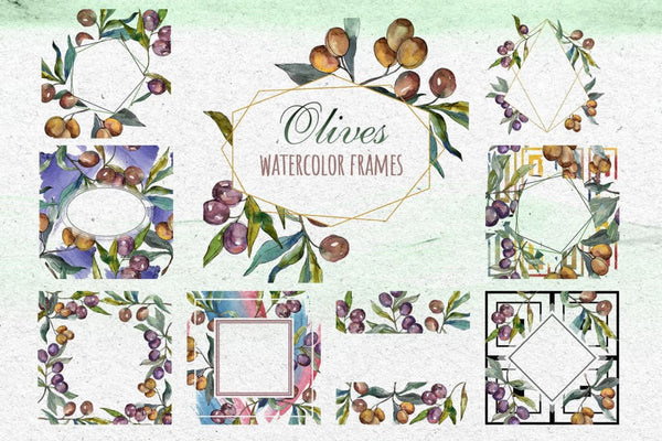 Tuscan Olives green Watercolor png Digital