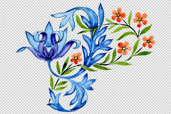 Ukrainian floral ornament national watercolor png Flower