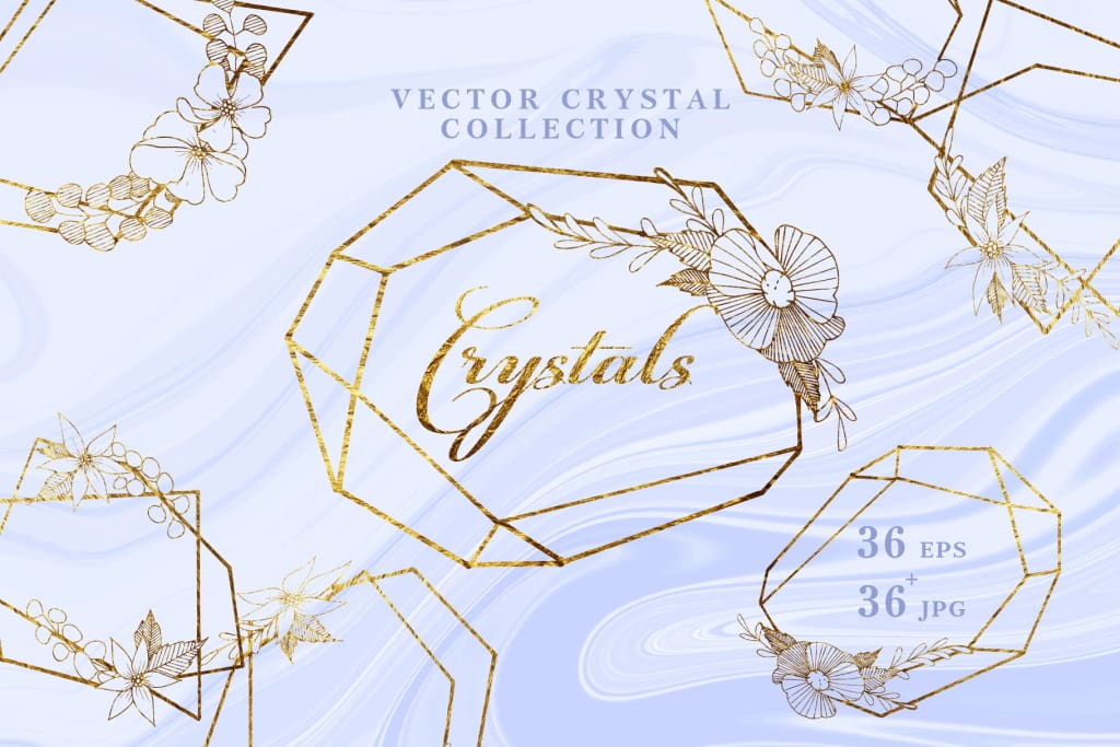Vector collection of Crystal shapes Digital