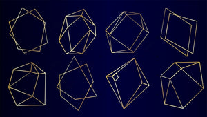 Vector Set Of Luxury Golden Crystal Shapes Digital