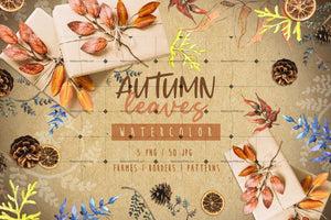 Watercolor Autumn Leaves Png Digital