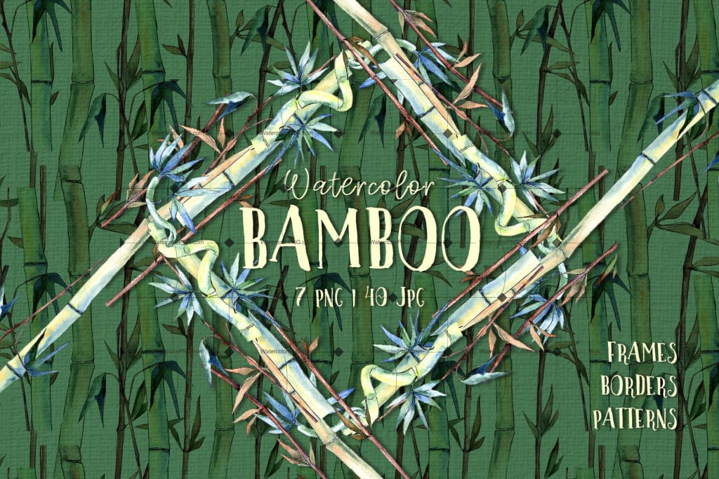 Watercolor Bamboo Png Clipart Digital