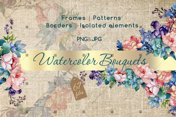 Watercolor Bouquet Png Flower Set Digital