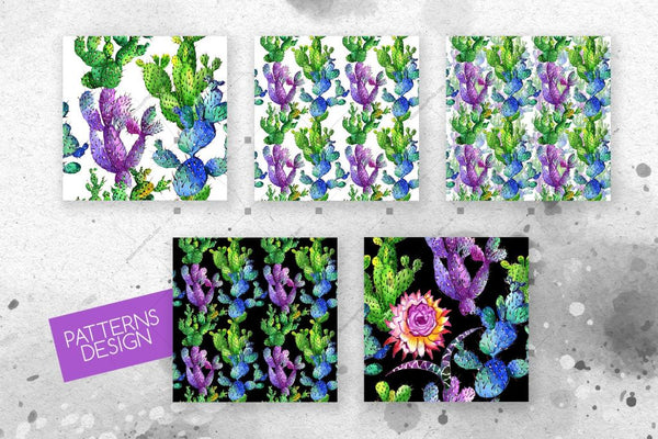 Watercolor Cactuses Png Wildflower Set Digital