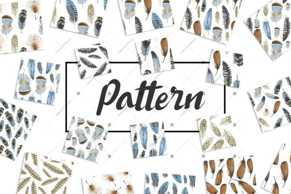 Watercolor Feather Png And Patterns Digital