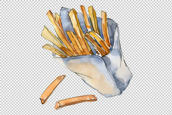 Watercolor French fries PNG Flower