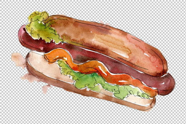 Watercolor Hot-Dog PNG Flower