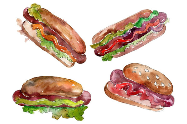 Watercolor Hot-Dog PNG Flower