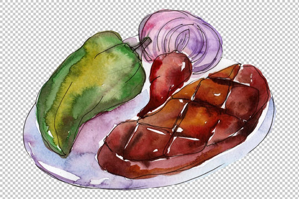 Watercolor Steaks PNG Flower