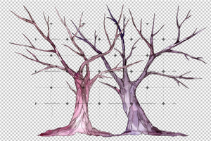 Wedding Trees Png Watercolor Set Digital