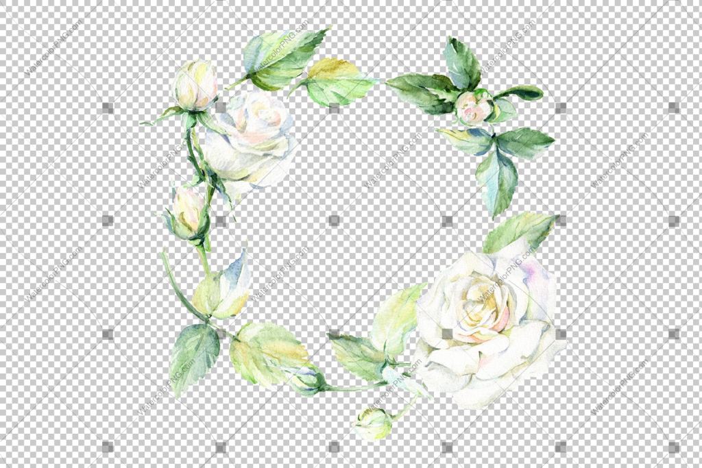 White Rose Wreath Frame Flowers Watercolor Png Design