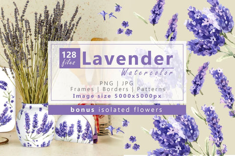 Wildflowers purple lavender PNG watercolor Digital