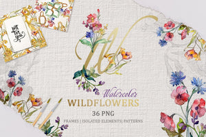 Wildflowers harming Watercolor png Digital