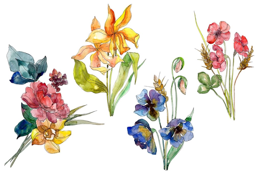 Wildflowers World of Wonders Watercolor png Digital