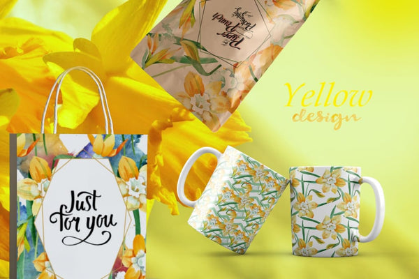 Yellow daffodil Watercolor png Digital