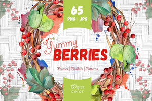 Yummy berries JPG watercolor set Digital